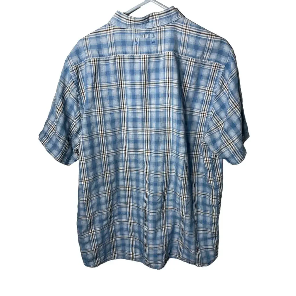 The North Face Men’s Button Down Shirt Short Sleeve Blue Plaid Size XL